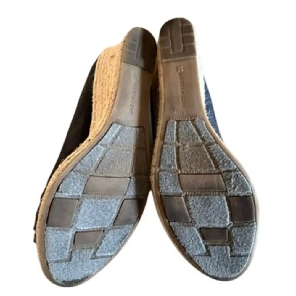Naturalizer Navy Blue Peep Toe Espadrille Wedge Pumps Women's Size 7.5M
